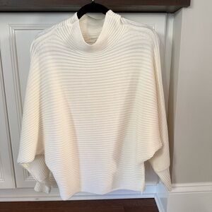 NWT By Anthropologie Ivory Ribbed Knit Turtleneck Sweater, Medium
